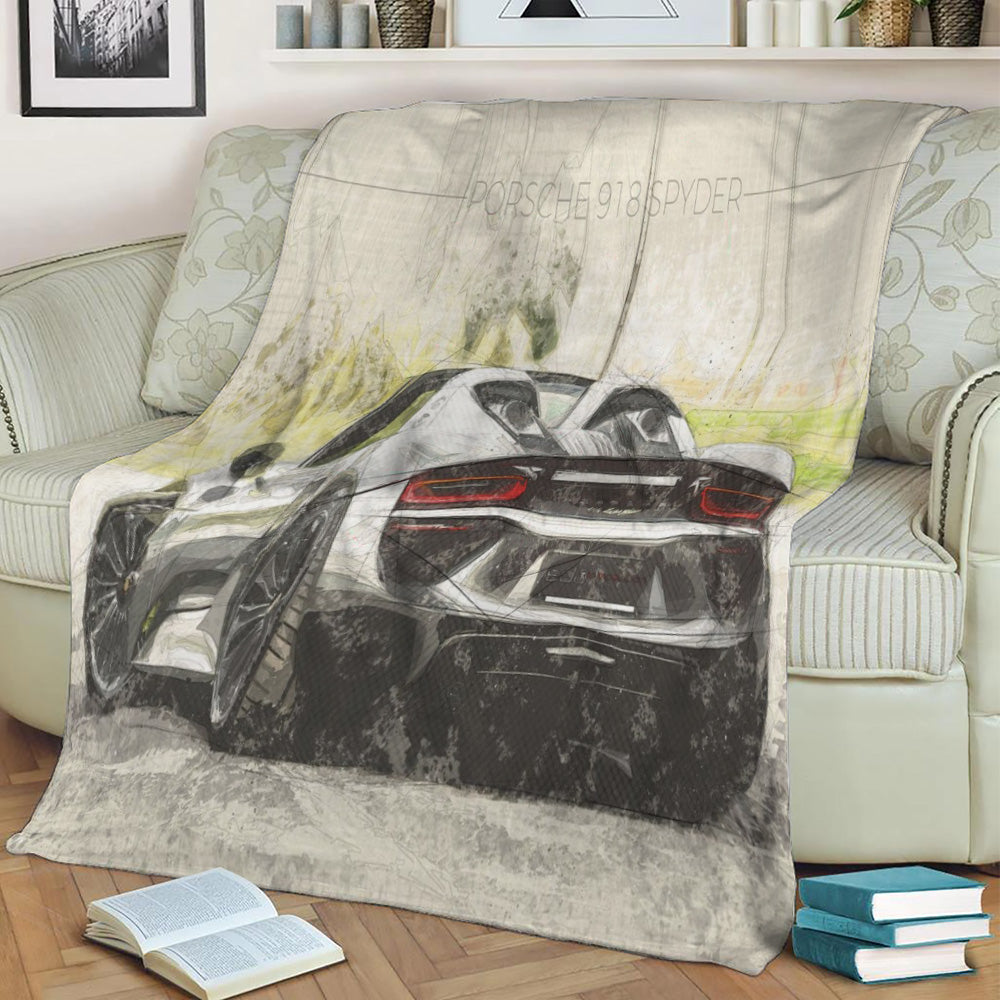 Porsche 918 Spyder Fleece Throw Blanket