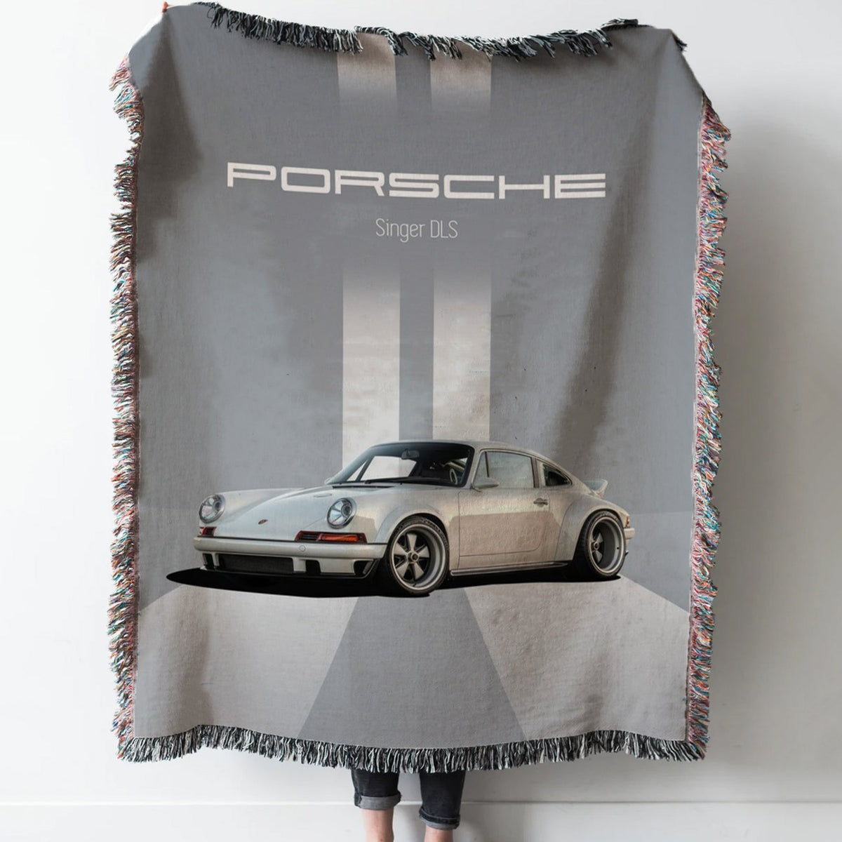 Porsche Singer DLS Woven Tapestry Throw Blanket with Fringe