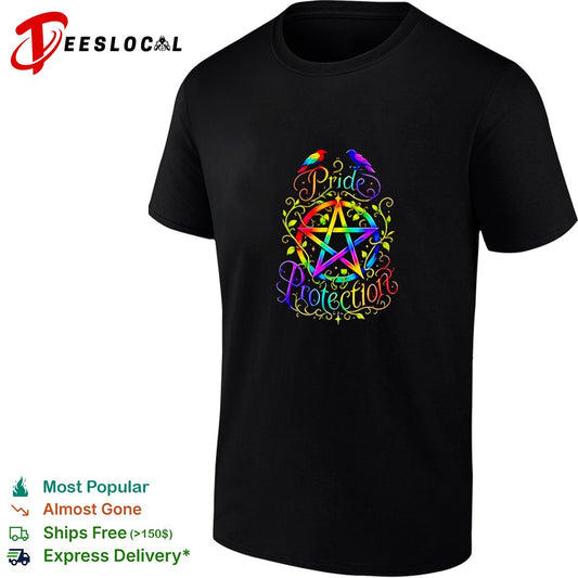 Pride protection rainbow pentagram birds colorful graphic shirt