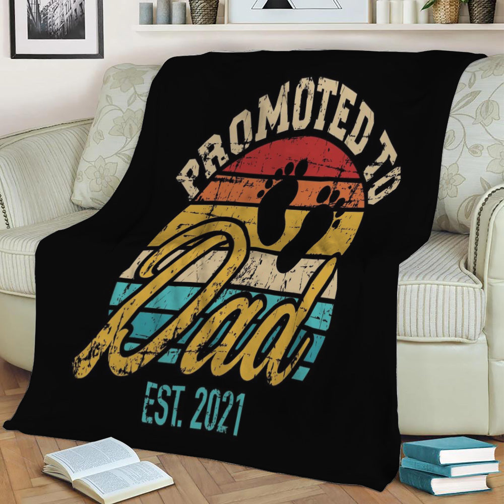 Promoted to dad 2021 vinta Fleece Throw Blanket