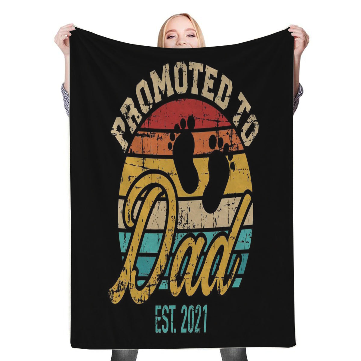 Promoted to dad 2021 vinta Fleece Throw Blanket