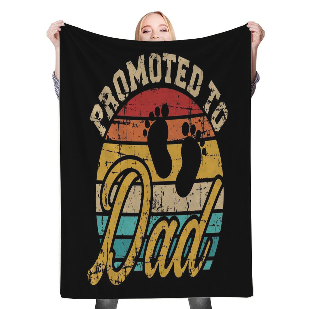 Promoted to dad vintage Fleece Throw Blanket
