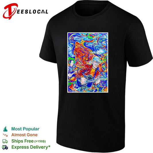 Psychedelic guitarist colorful swirling abstract concert framed poster art shirt