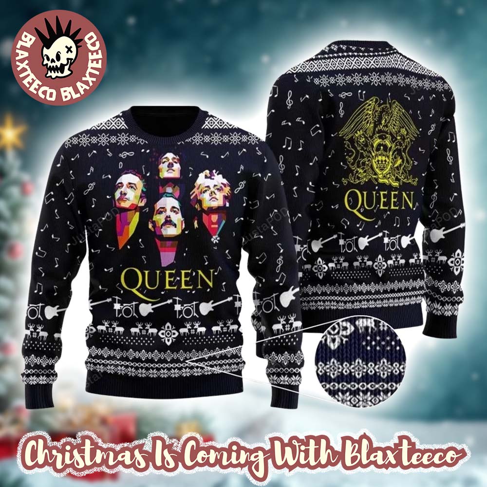 Queen Band Bohemian Rhapsody Signature Graphic Signature Knitted Ugly Christmas Sweater