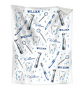 Personalized Dentist Blanket, Custom Dental Hygienist Gift, Watercolor Teeth Dental Assistant Throw, Dental School Graduation Gift
