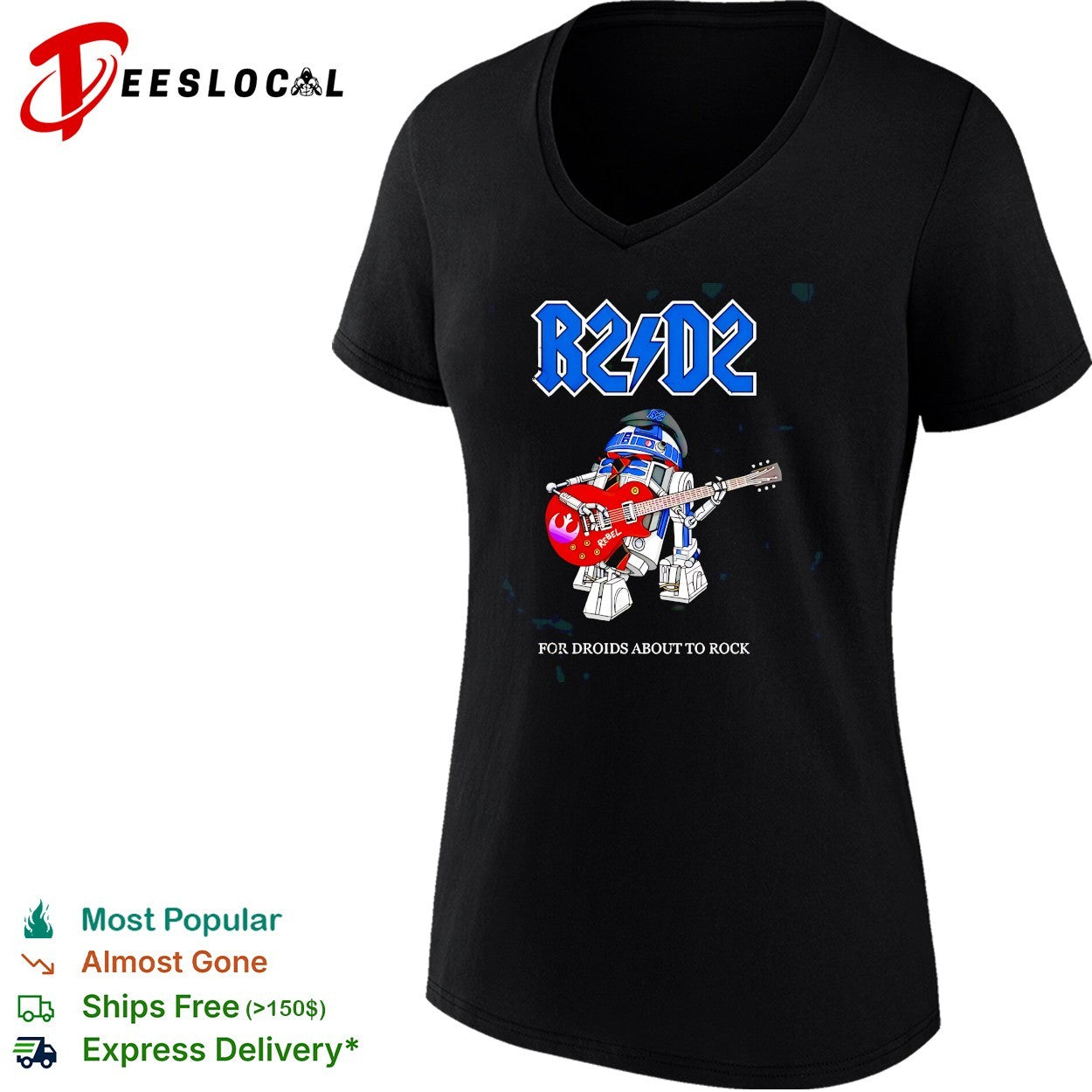 R2-D2 ACDC parody for droids about to rock Star Wars music shirt