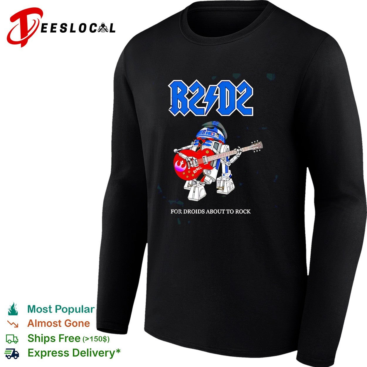 R2-D2 ACDC parody for droids about to rock Star Wars music shirt