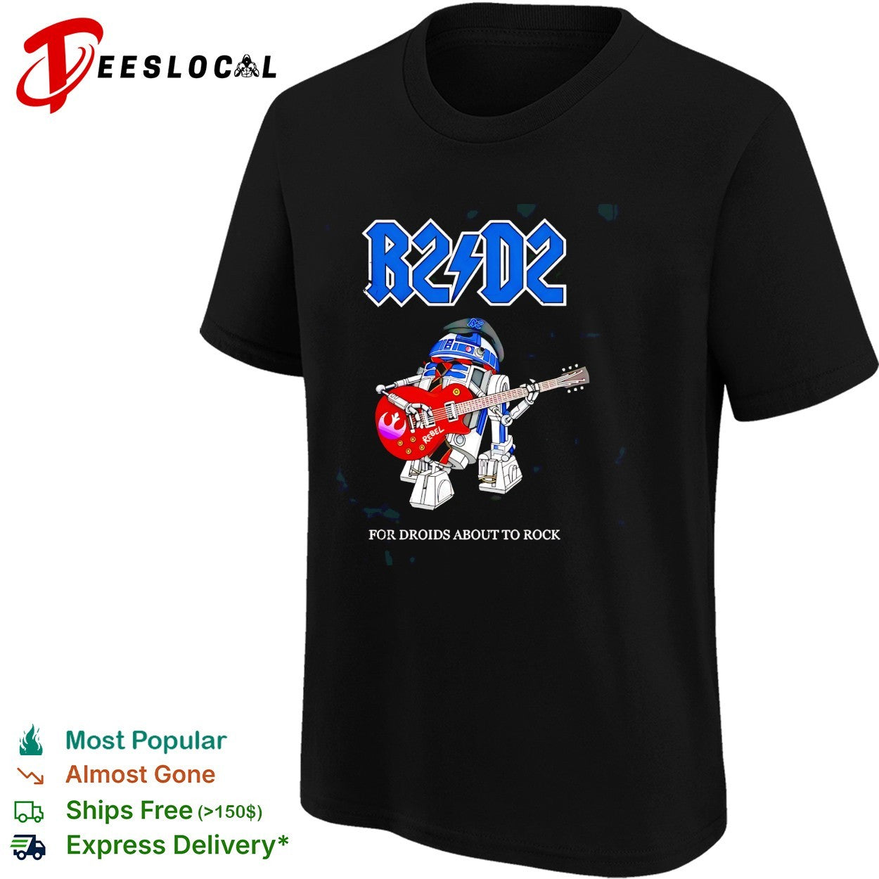 R2-D2 ACDC parody for droids about to rock Star Wars music shirt