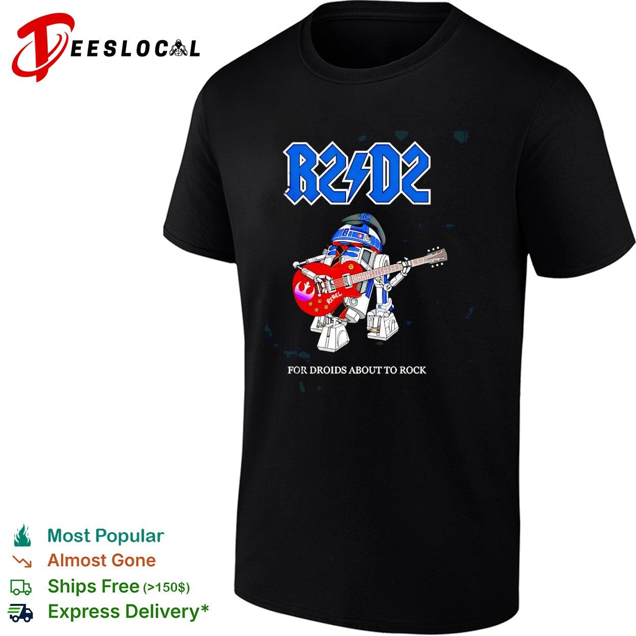 R2-D2 ACDC parody for droids about to rock Star Wars music shirt