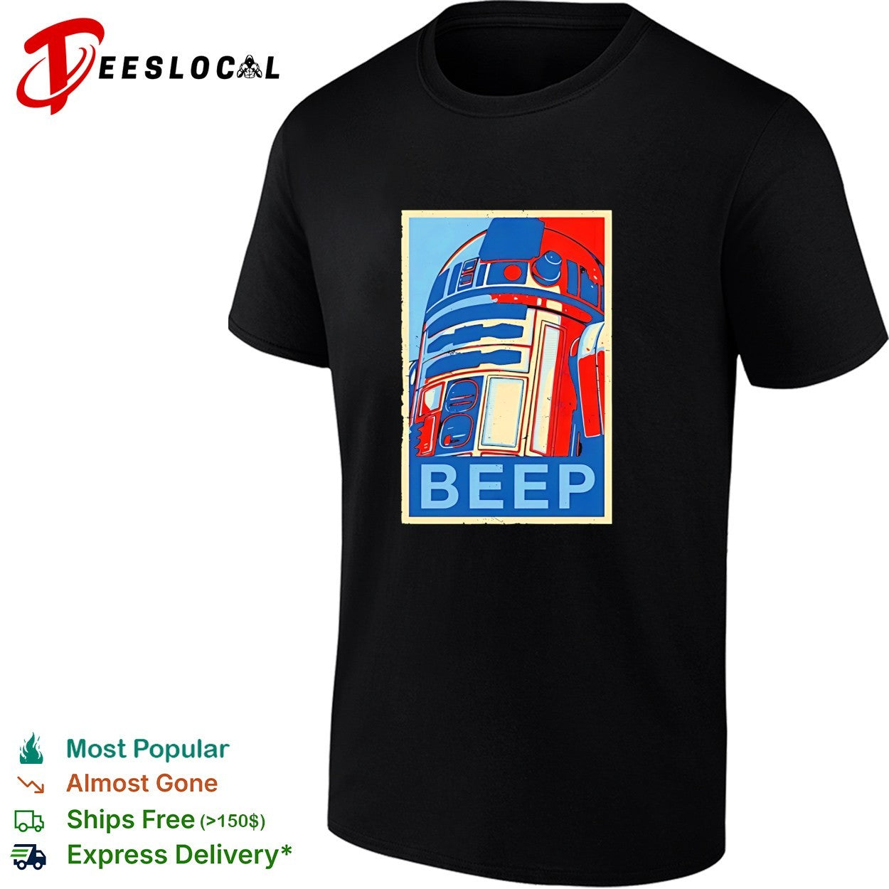 R2 D2 Star Wars Beep parody poster fan art design premium shirt