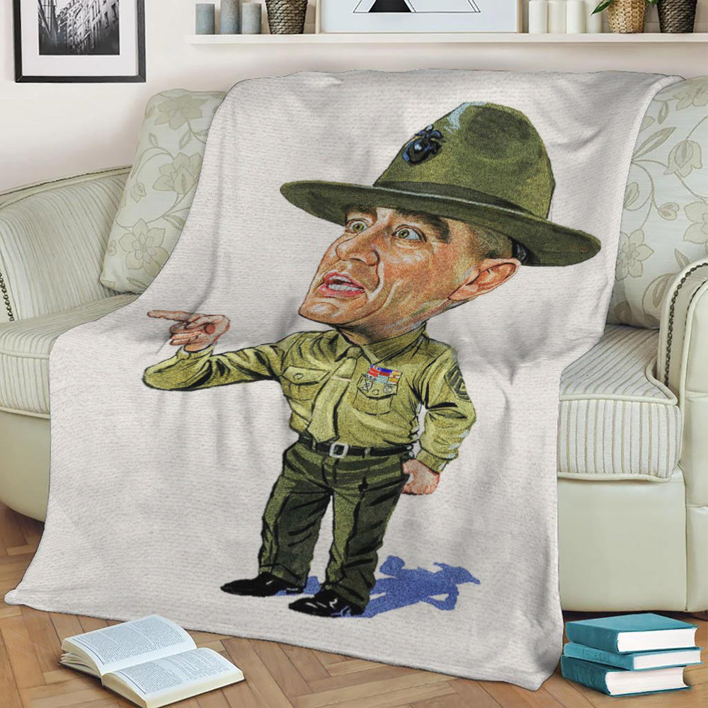 R Lee Ermey As Gunnery Ser Fleece Throw Blanket