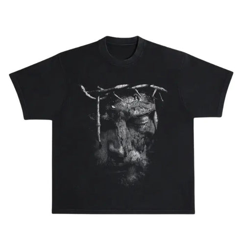 "REVERENCE" JESUS Vintage Retro Jesus Cross Top Womenswear Underwear Cotton Polyester Printed T-Shirts
