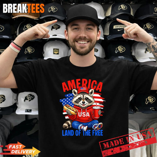 Raccoon USA Flag 4th of July Patriotic Independence Day Shirt