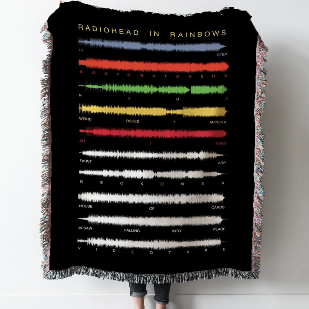 Radiohead Soundwave Art Woven Tapestry Throw Blanket with Fringe