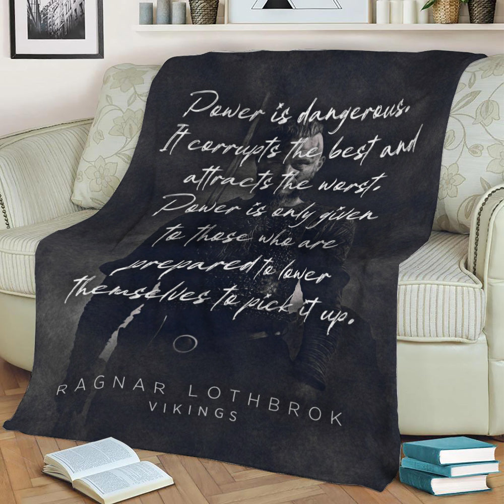 Ragnar Quote Fleece Throw Blanket