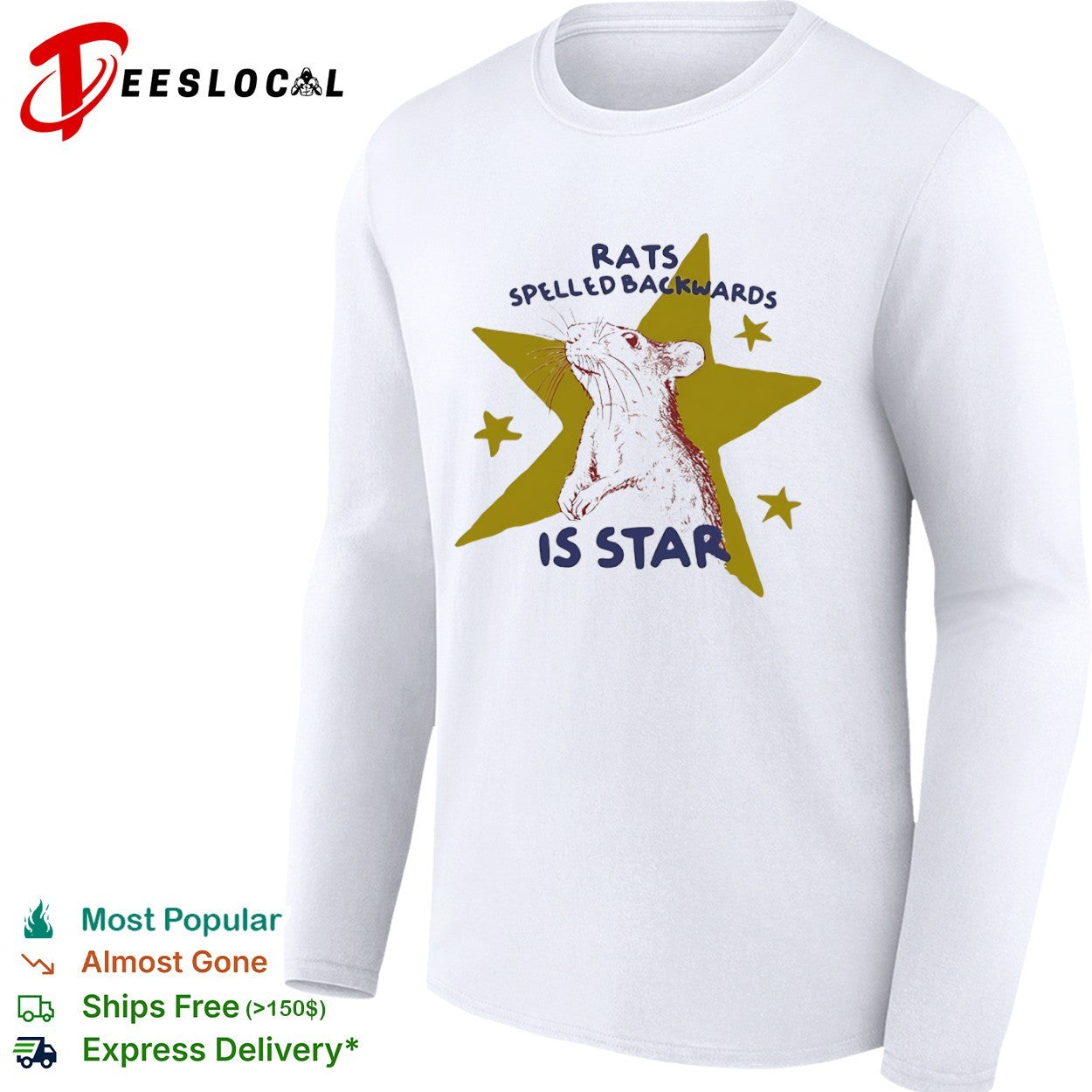 Rats spelled backwards is star rodent artistic minimalist shirt