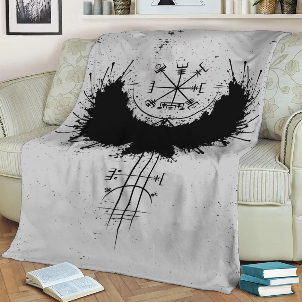 Raven Viking Vegvisir Fleece Throw Blanket