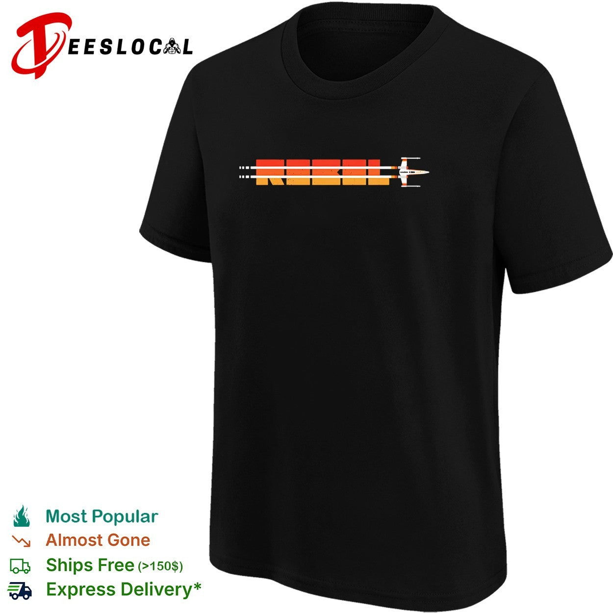 Rebel Star Wars X-Wing Fighter Retro Sunset Flight Path graphic shirt