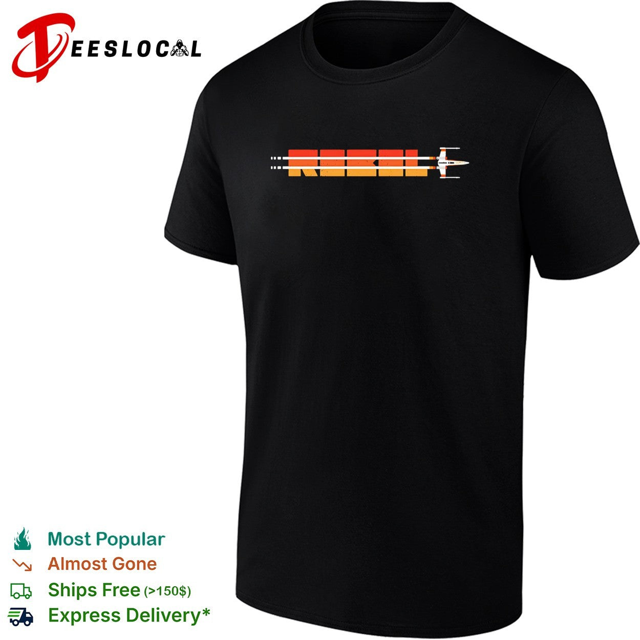 Rebel Star Wars X-Wing Fighter Retro Sunset Flight Path graphic shirt