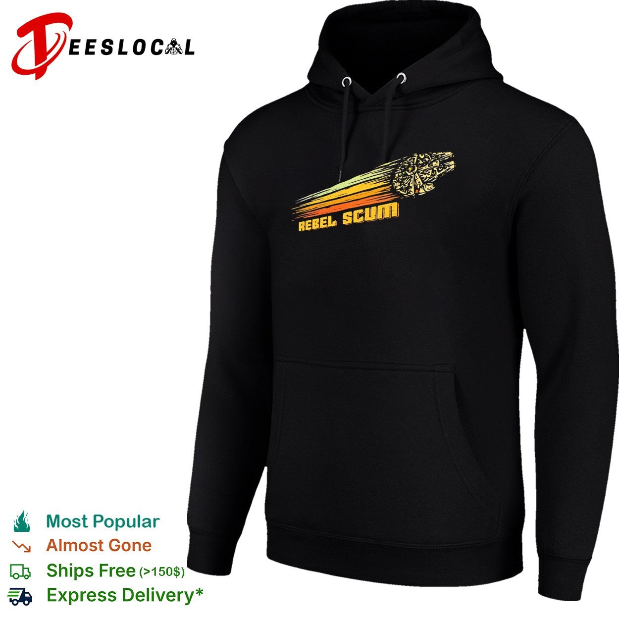 Rebel scum Millennium Falcon Star Wars retro gold stripes shirt