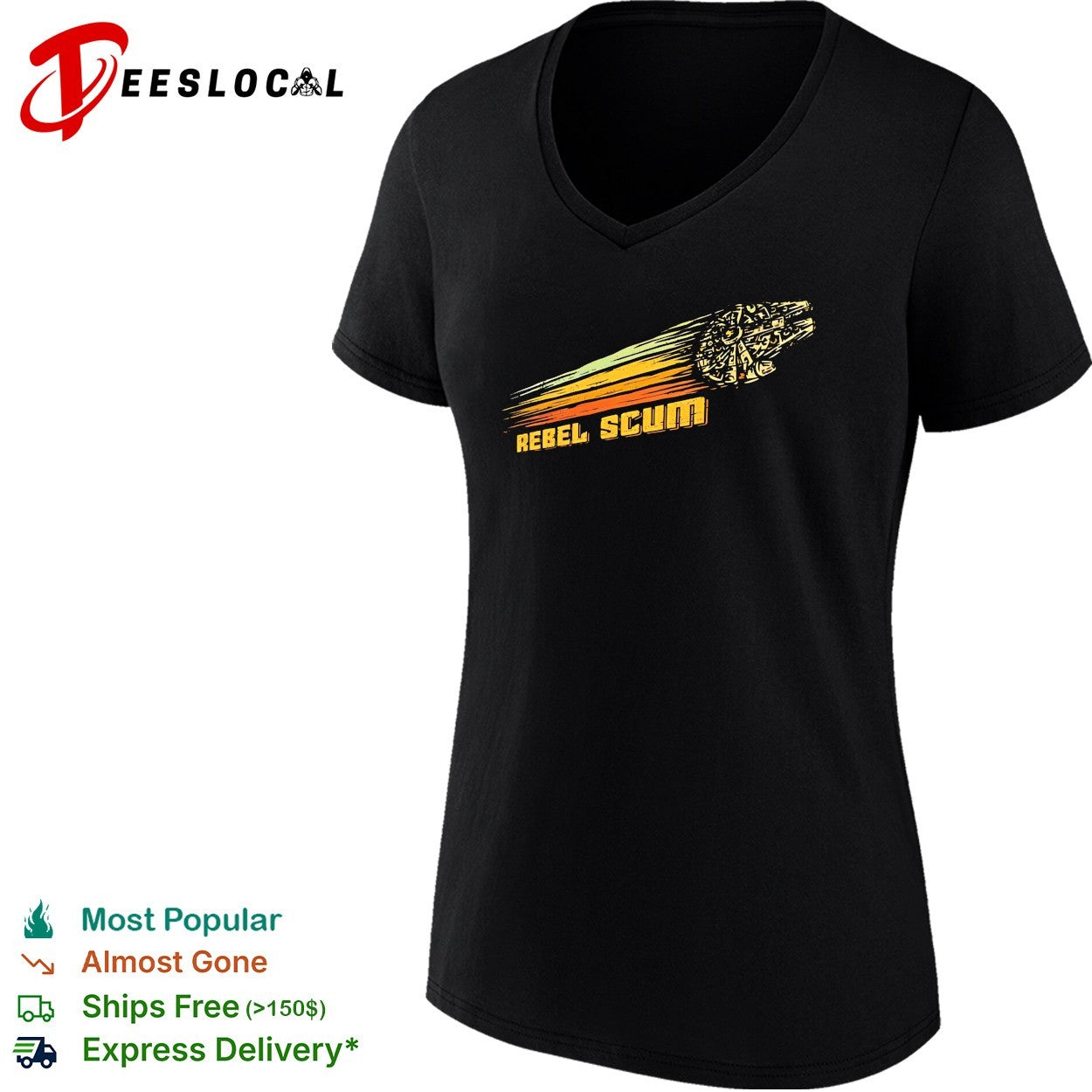 Rebel scum Millennium Falcon Star Wars retro gold stripes shirt