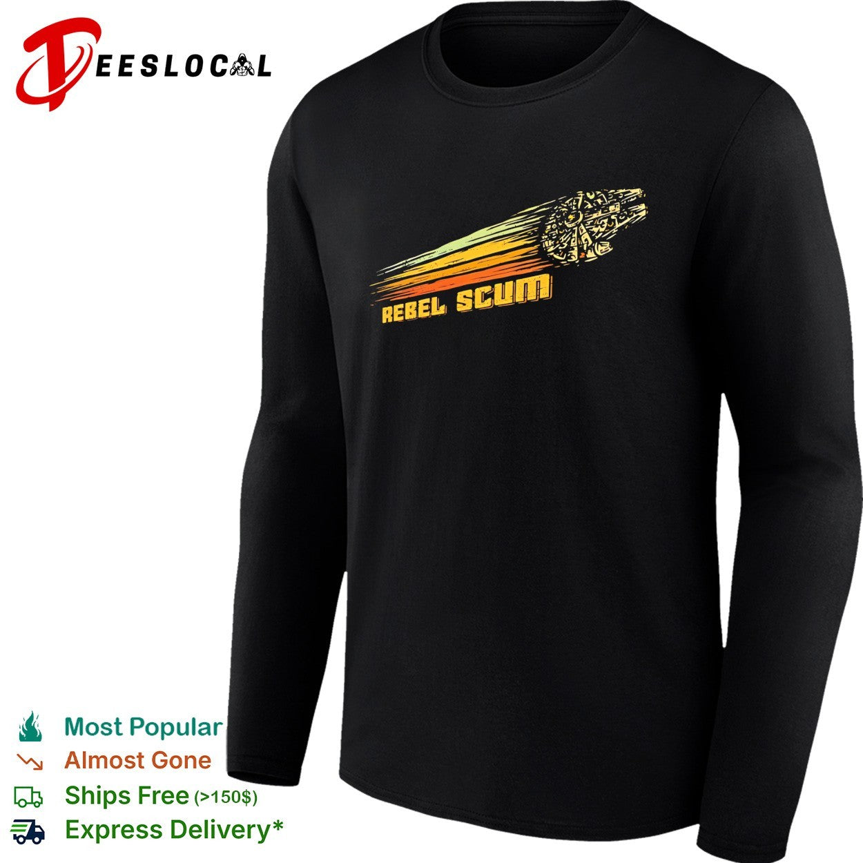 Rebel scum Millennium Falcon Star Wars retro gold stripes shirt