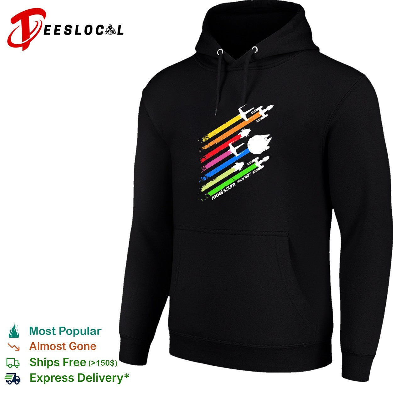 Rebel scum since 1977 Star Wars spacecraft rainbow stripes shirt