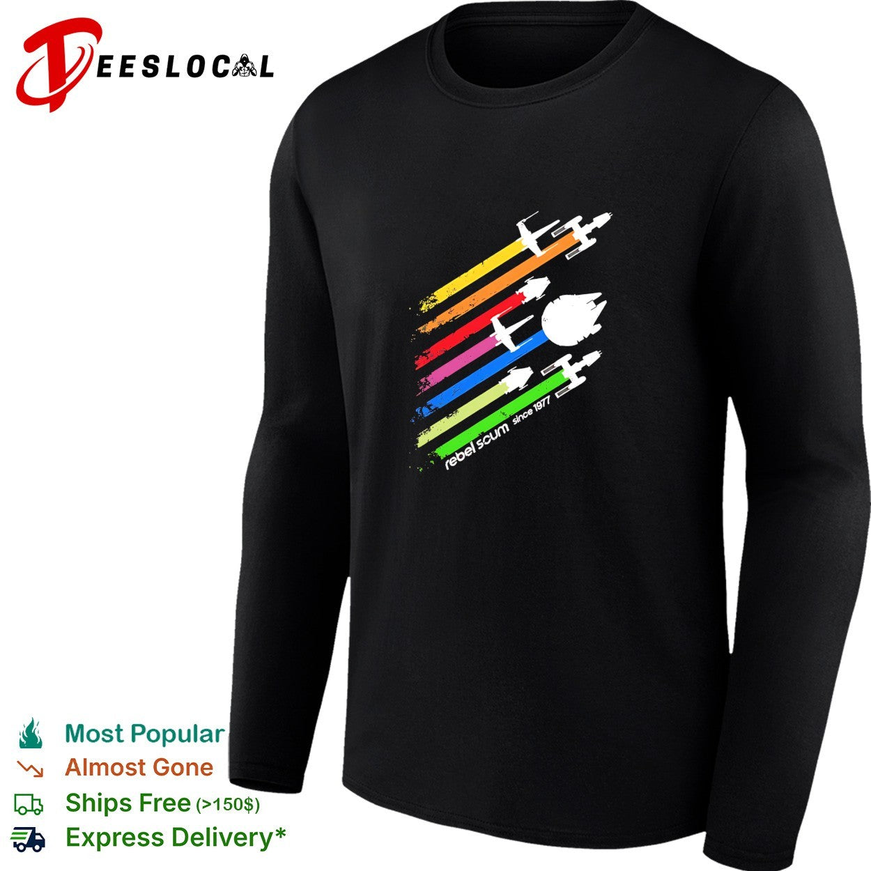 Rebel scum since 1977 Star Wars spacecraft rainbow stripes shirt