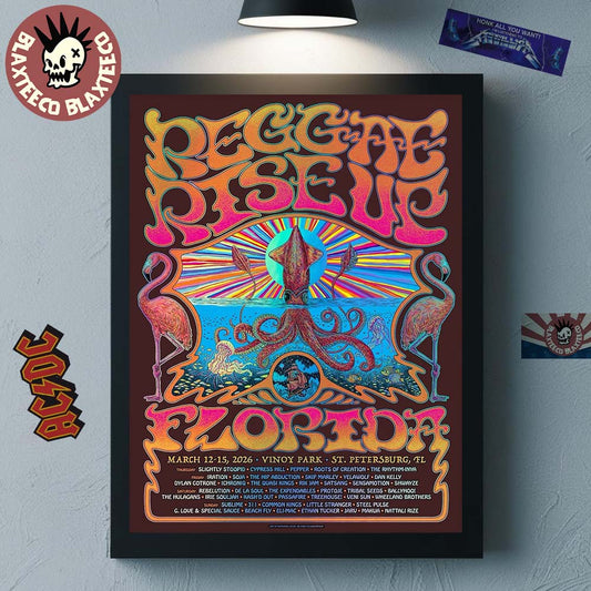 Reggae Rise Up Florida Festival 2026 Official Venue Poster At Vinoy Park In St Petersburg Florida On March 12-25 2026 Poster Canvas