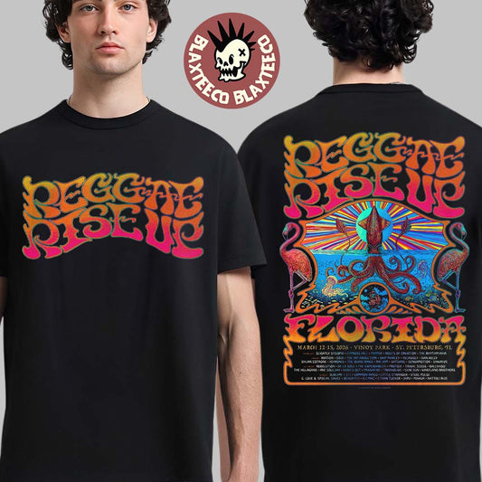 Reggae Rise Up Florida Festival 2026 Official Venue Poster At Vinoy Park In St Petersburg Florida On March 12-25 2026 Two Sided T-Shirt