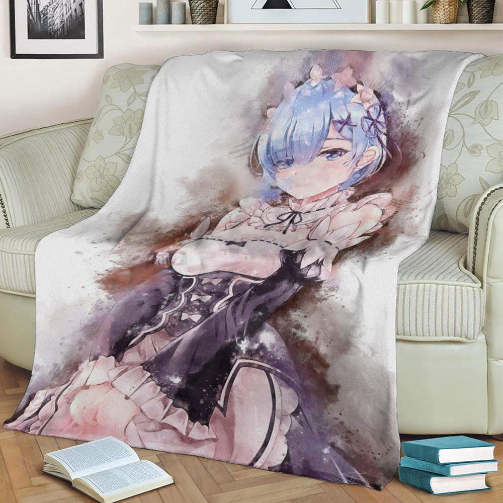Rem Watercolor Fleece Throw Blanket