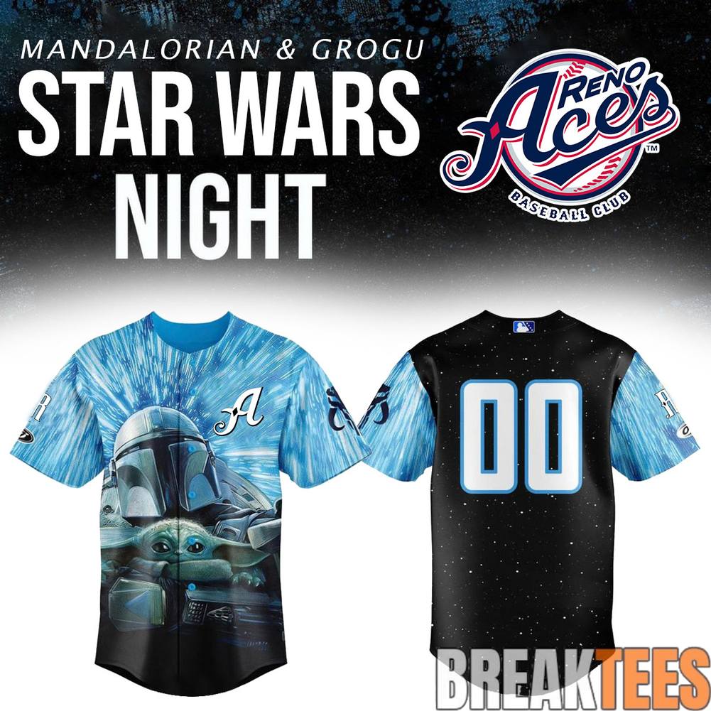 Reno Aces x Star Wars Night Mandalorian Grogu Custom Baseball Jersey