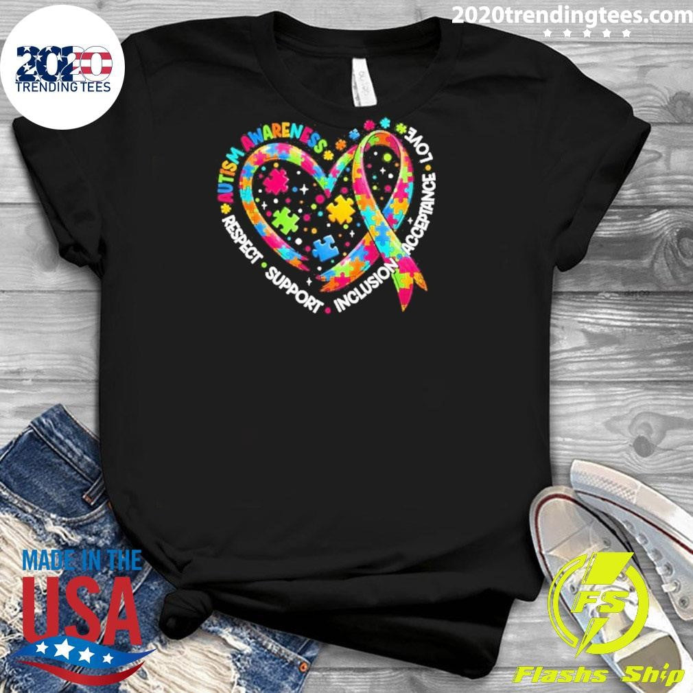 Respect Support Autism Awareness Heart Shirt