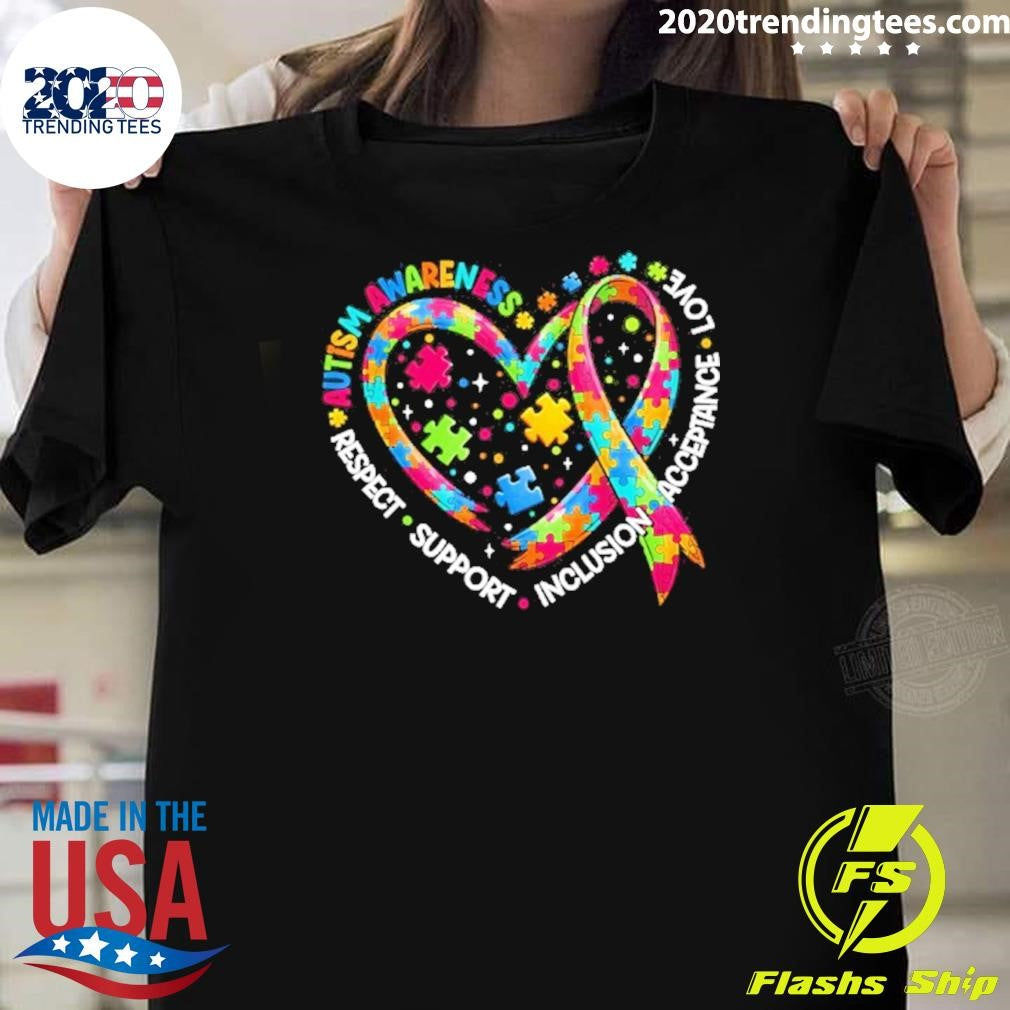 Respect Support Autism Awareness Heart Shirt