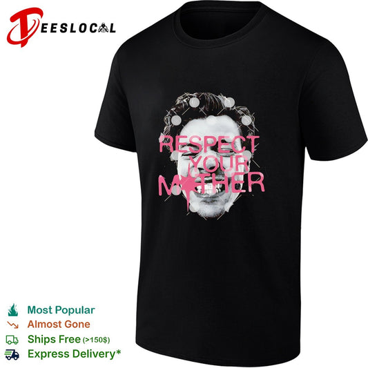 Respect your mother punk man bold pink text graphic shirt