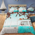 Retro Van Aqua Blue Teal Bedding Set (Duvet Cover & Pillow Shams)