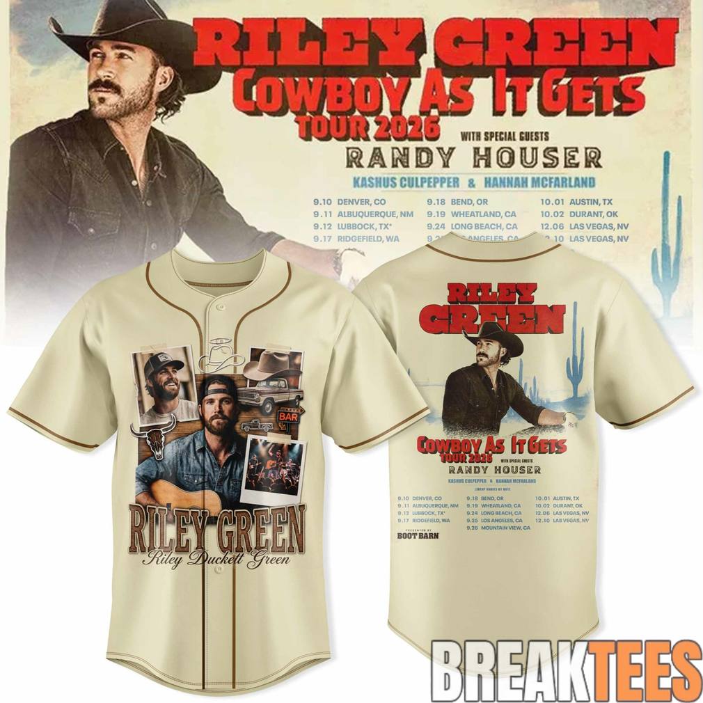 Riley Green Cowboy As It Gets Tour 2026 Special Baseball Jersey