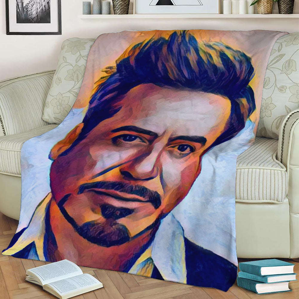 Robert Downey Jr Portrait Fleece Throw Blanket