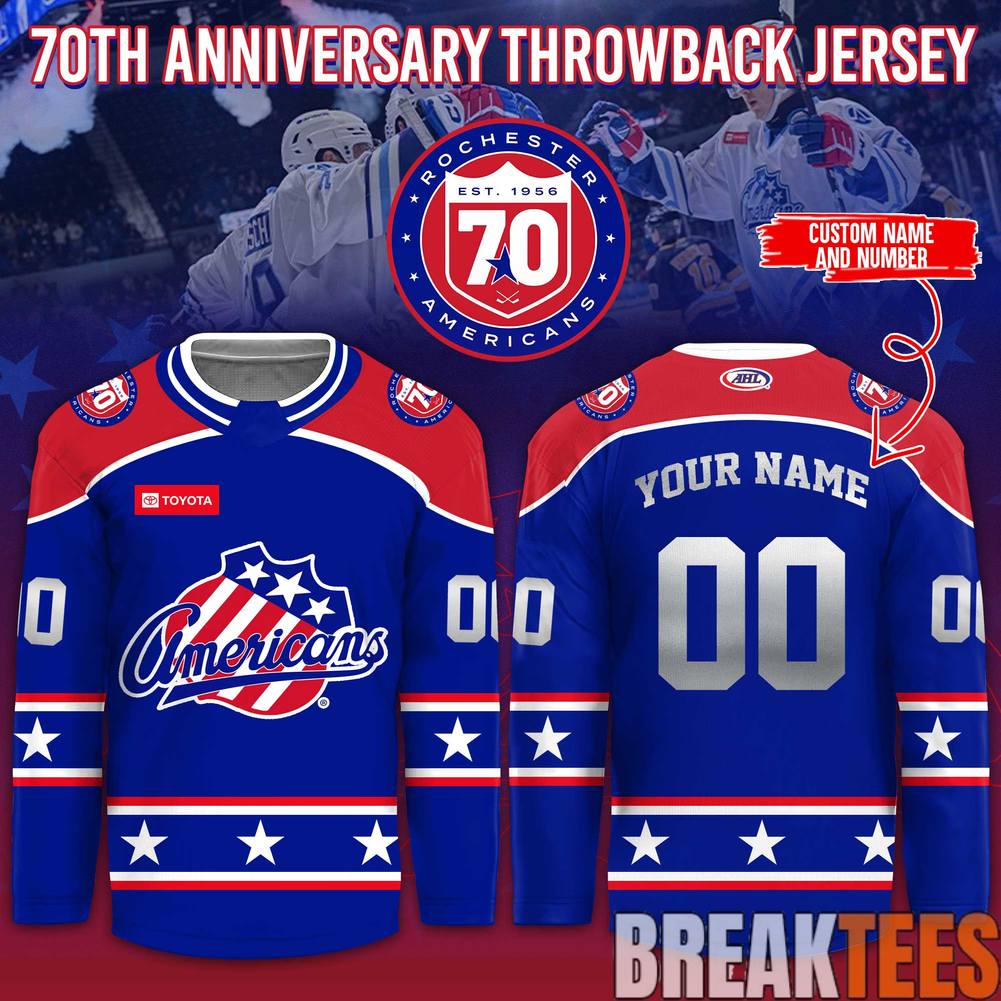 Rochester Americans 70th Anniversary Throwback Custom Hockey Jersey