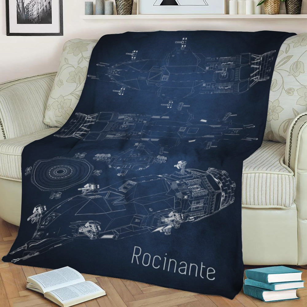 Rocinante Tachi Blueprint Fleece Throw Blanket