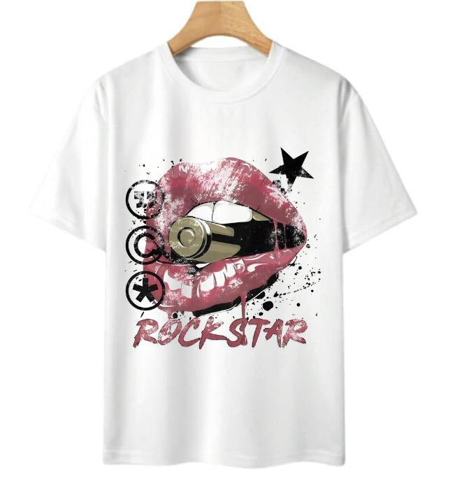 Rockstar Cotton Crew Neck Size S 3XL Menswear Top Womenswear Top Underwear Streetwear Tropical T-Shirts