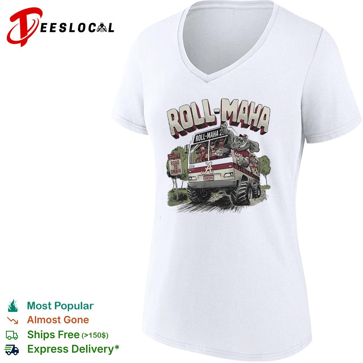 Roll-Maha Alabama Crimson Tide 2026 Road to Omaha shirt
