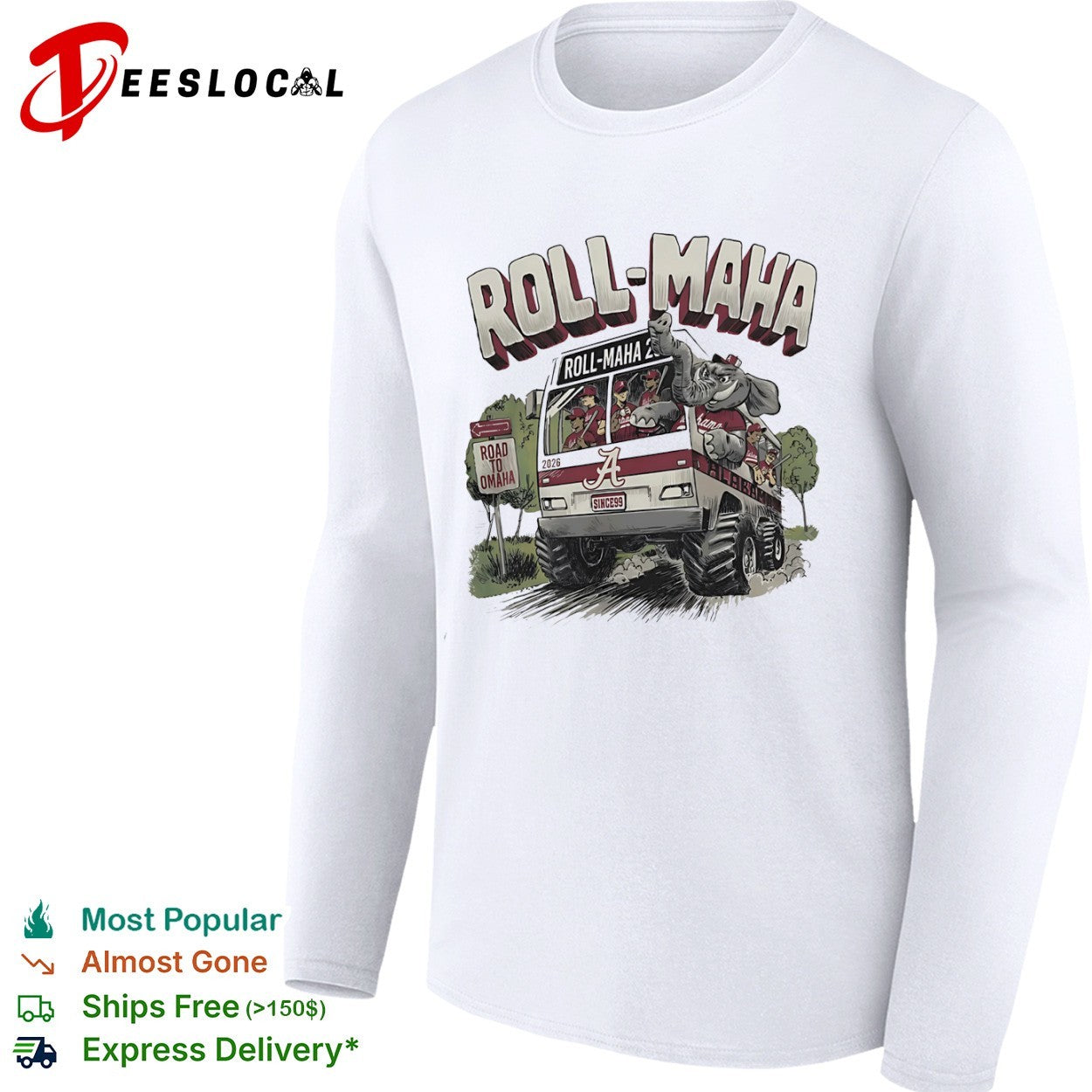 Roll-Maha Alabama Crimson Tide 2026 Road to Omaha shirt