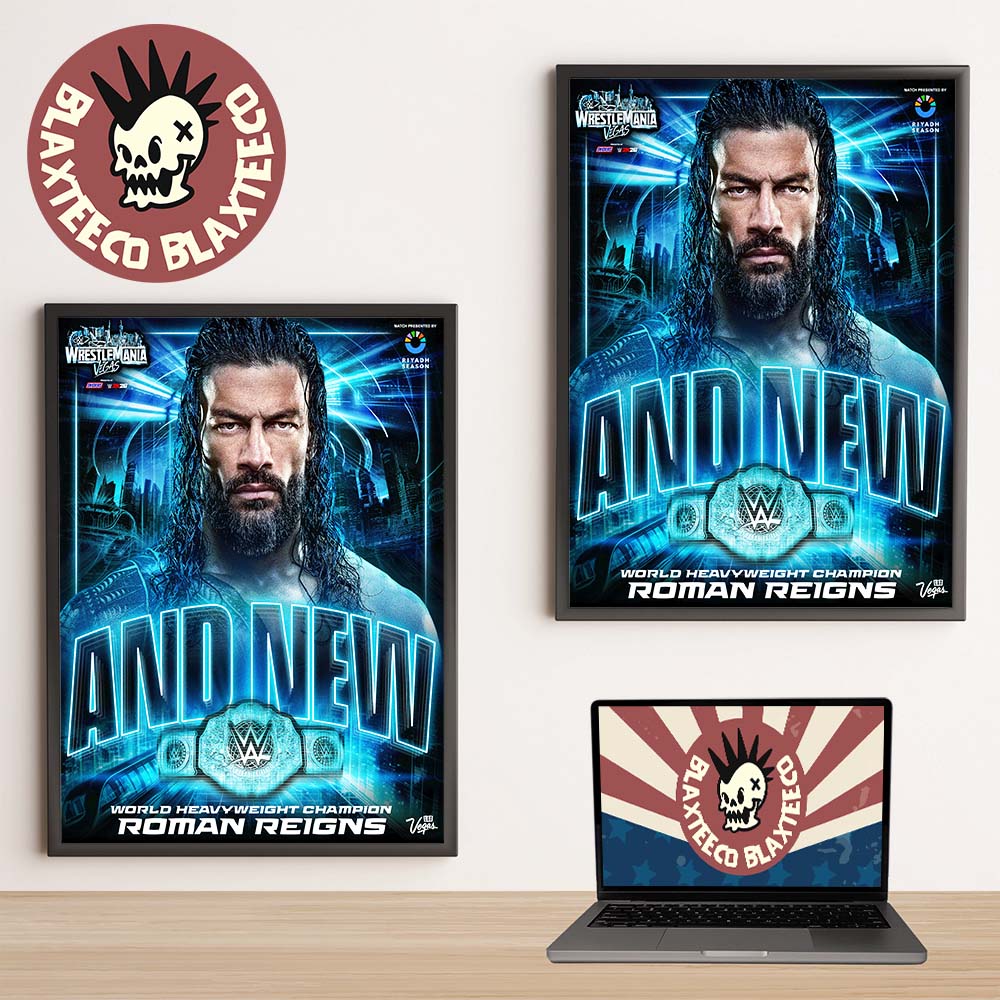 Roman Reigns New WWE World Heavyweight Champion WWE Wrestlemania 42 Vegas Poster Canvas