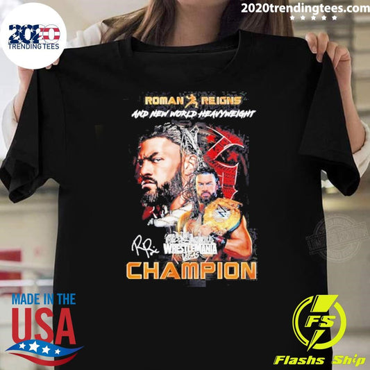 Roman Reigns Wrestlemania 42 And New World Heavyweight Wrestlemania Vegas Champion Signature Shir
