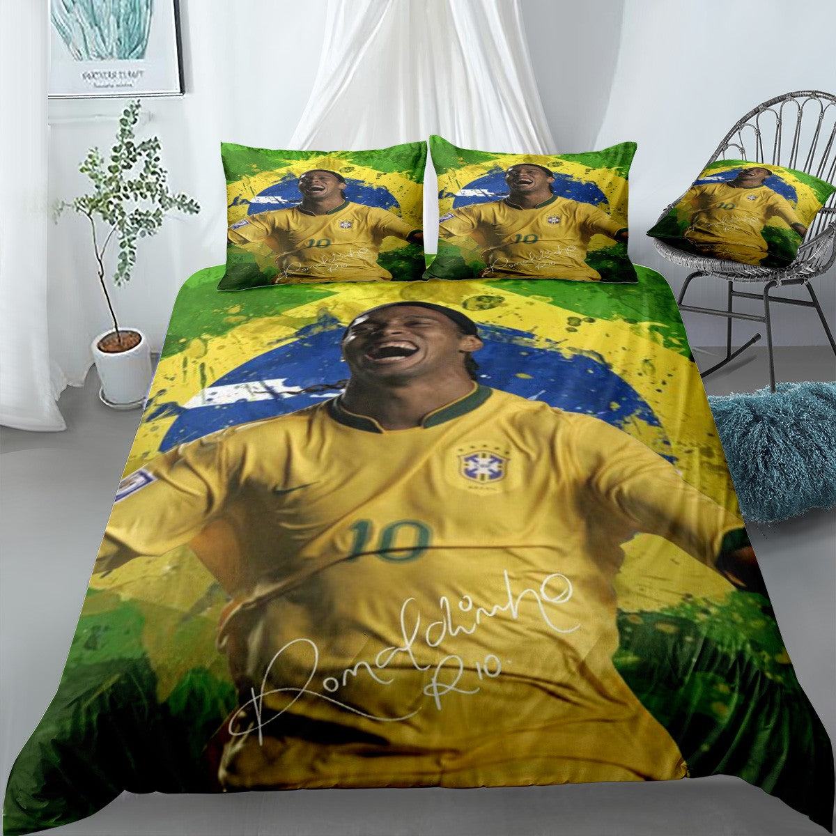 Ronaldinho R10 Bedding Set (Duvet Cover & Pillow Shams)