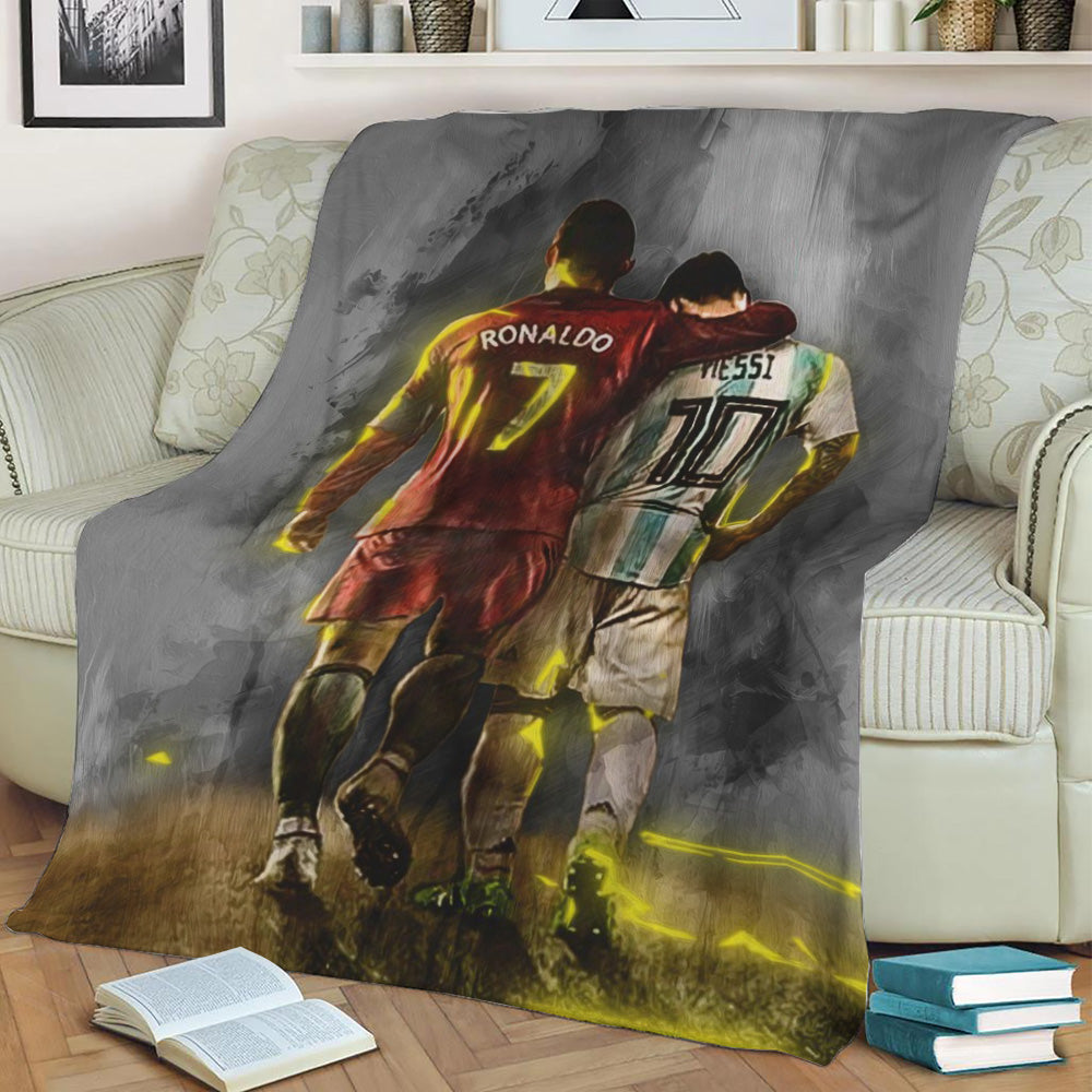 Ronaldo and Messi 1 16 Fleece Throw Blanket