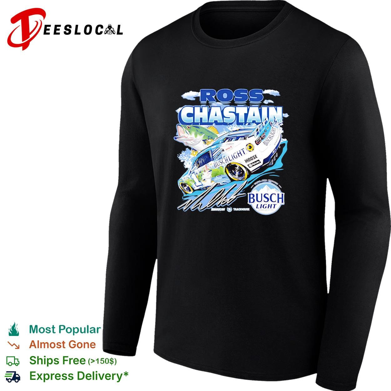 Ross Chastain 1 Busch Light bass fishing Trackhouse NASCAR shirt
