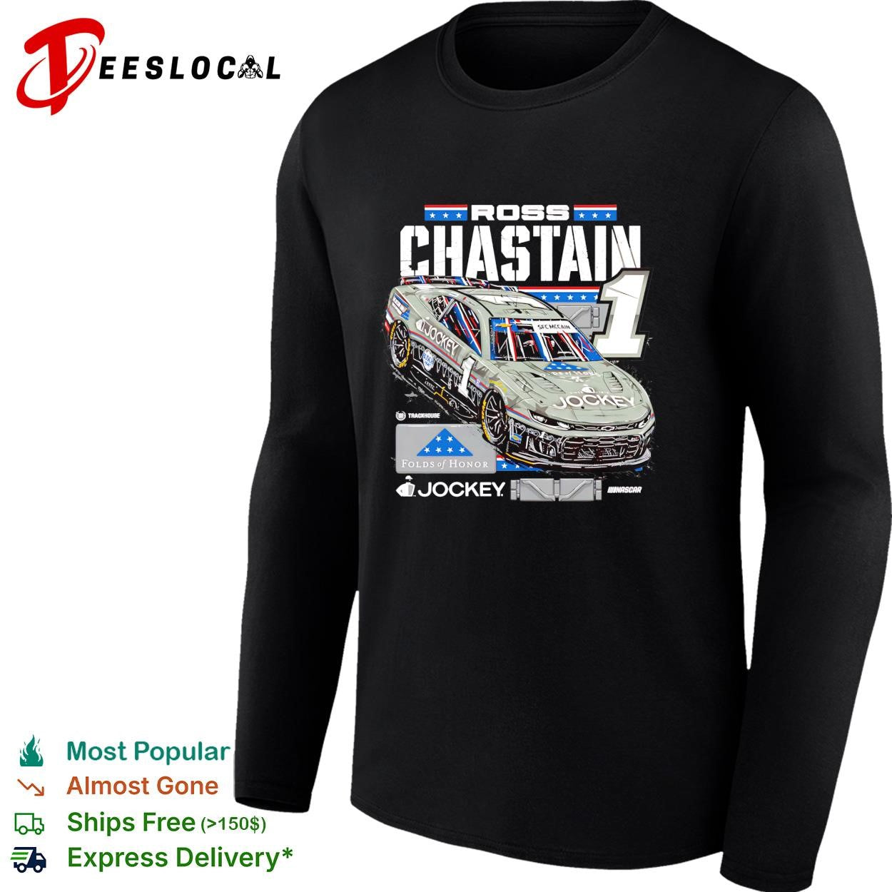 Ross Chastain 1 Jockey Folds of Honor Trackhouse NASCAR shirt