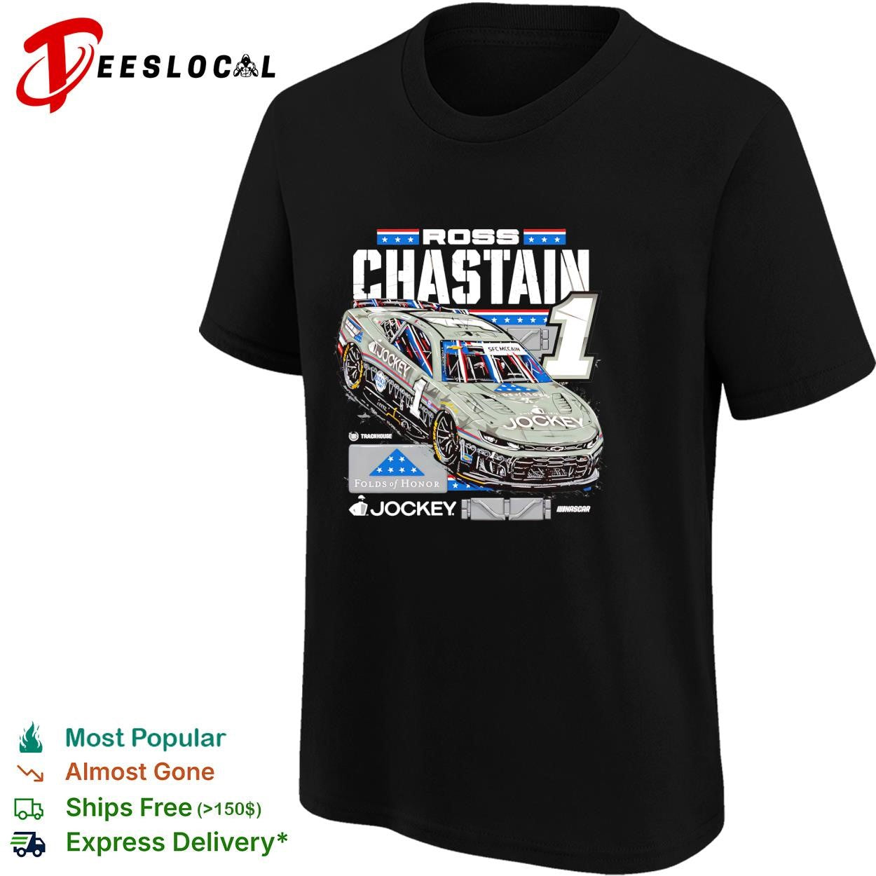 Ross Chastain 1 Jockey Folds of Honor Trackhouse NASCAR shirt